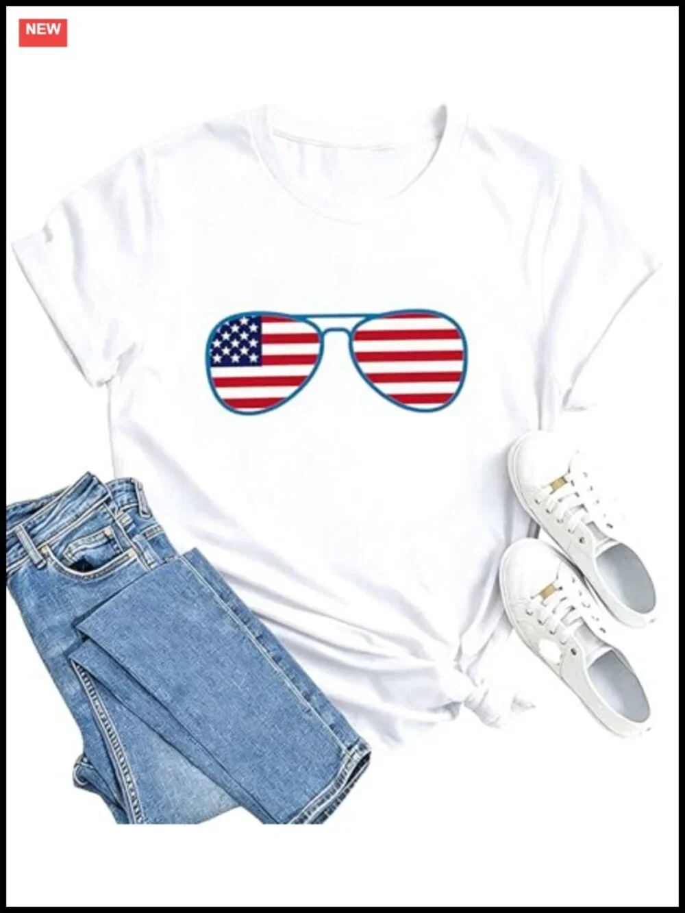 Patriotic USA Graphic Tee Short Sleeve Women's Independence Day Casual Top